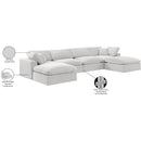 Meridian Comfy Cream Velvet Modular Sectional IMAGE 11