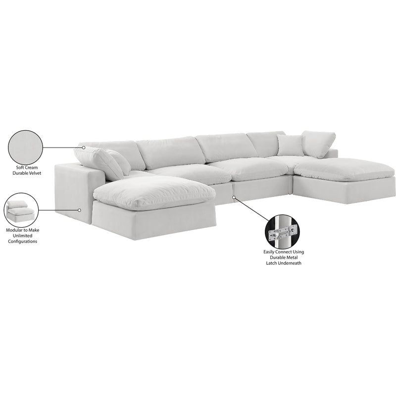 Meridian Comfy Cream Velvet Modular Sectional IMAGE 11