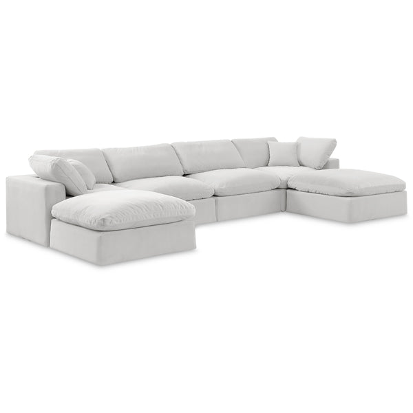 Meridian Comfy Cream Velvet Modular Sectional IMAGE 1