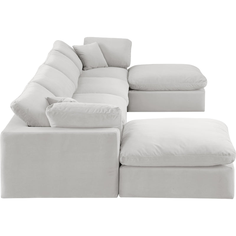 Meridian Comfy Cream Velvet Modular Sectional IMAGE 4