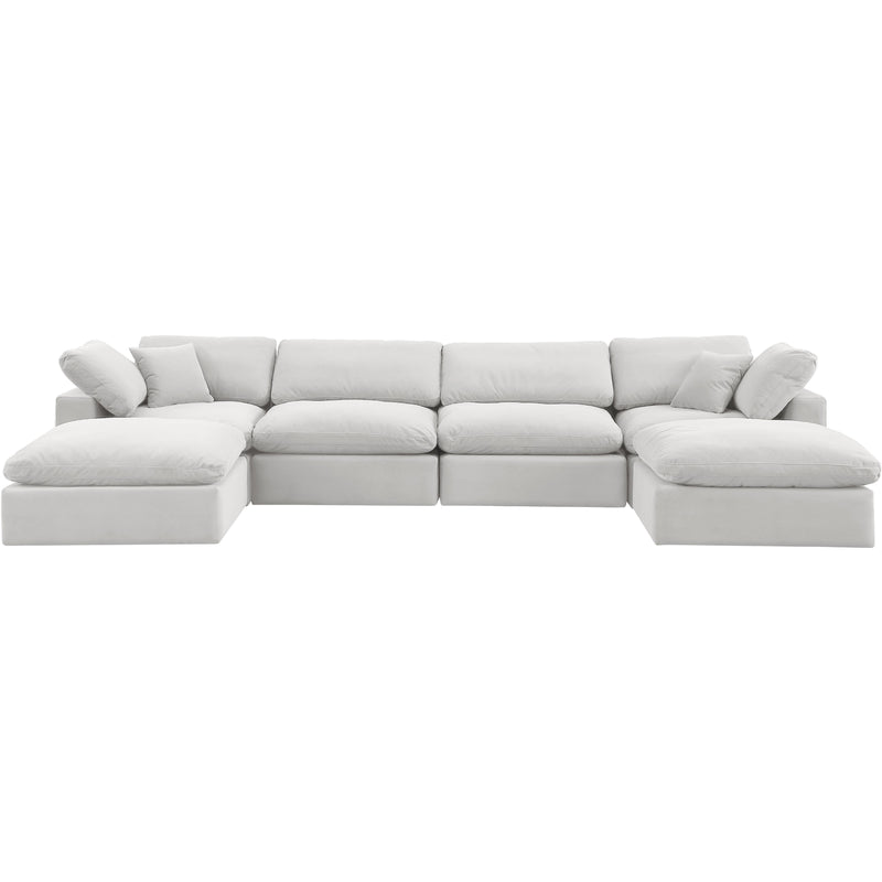 Meridian Comfy Cream Velvet Modular Sectional IMAGE 5