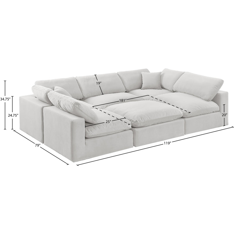 Meridian Comfy Cream Velvet Modular Sectional IMAGE 10