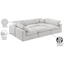 Meridian Comfy Cream Velvet Modular Sectional IMAGE 11