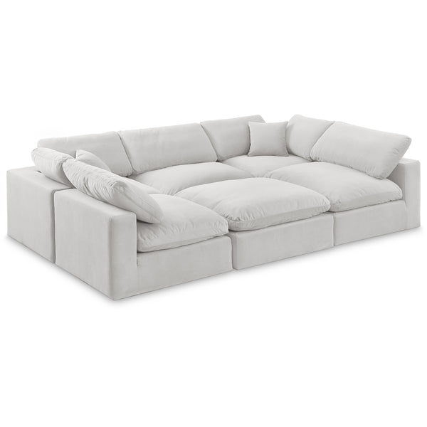 Meridian Comfy Cream Velvet Modular Sectional IMAGE 1