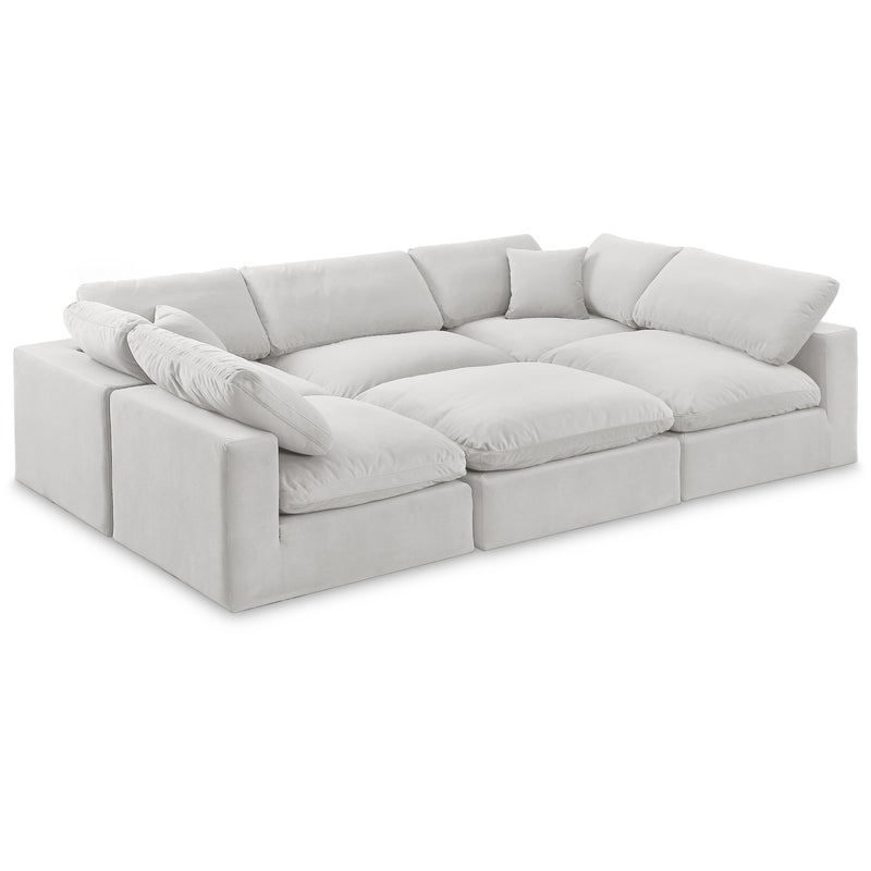 Meridian Comfy Cream Velvet Modular Sectional IMAGE 1