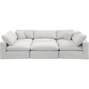 Meridian Comfy Cream Velvet Modular Sectional IMAGE 5