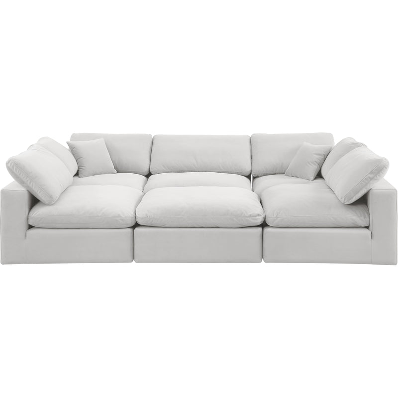 Meridian Comfy Cream Velvet Modular Sectional IMAGE 5