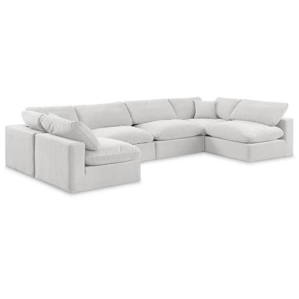 Meridian Comfy Cream Velvet Modular Sectional IMAGE 1