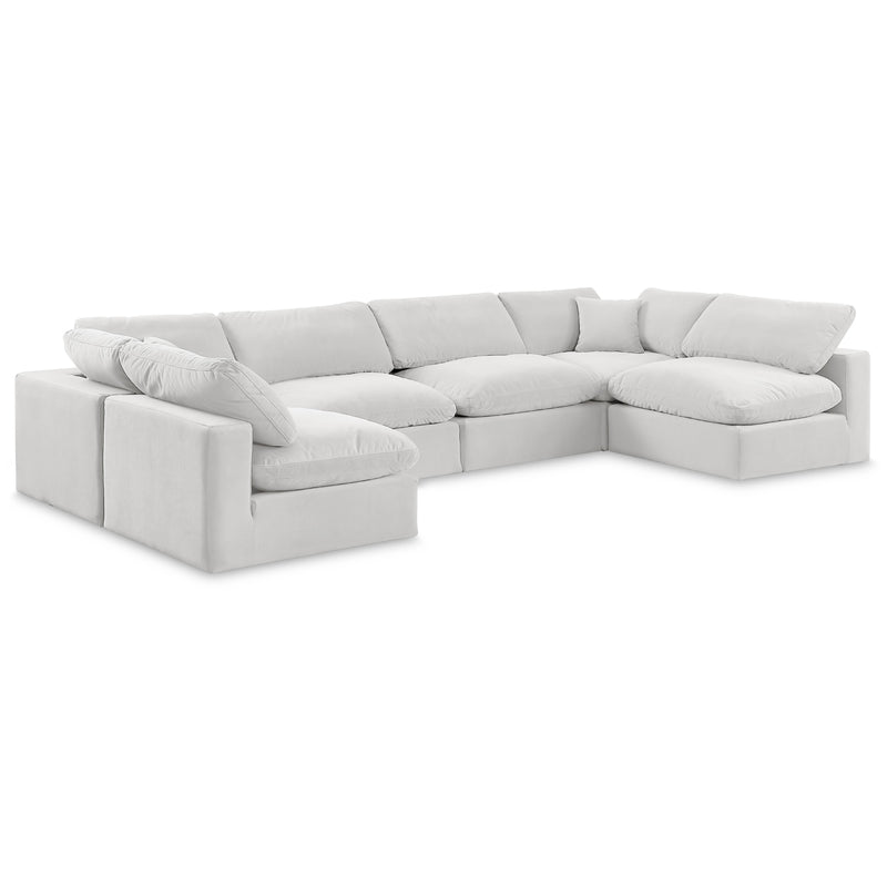 Meridian Comfy Cream Velvet Modular Sectional IMAGE 1