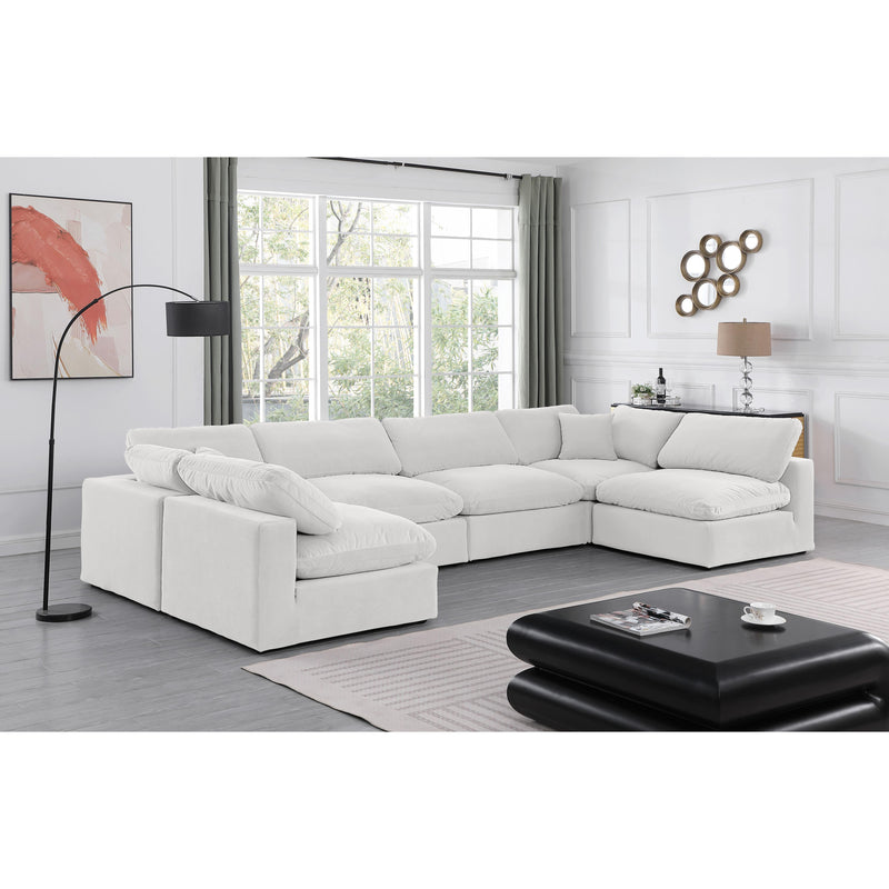 Meridian Comfy Cream Velvet Modular Sectional IMAGE 2