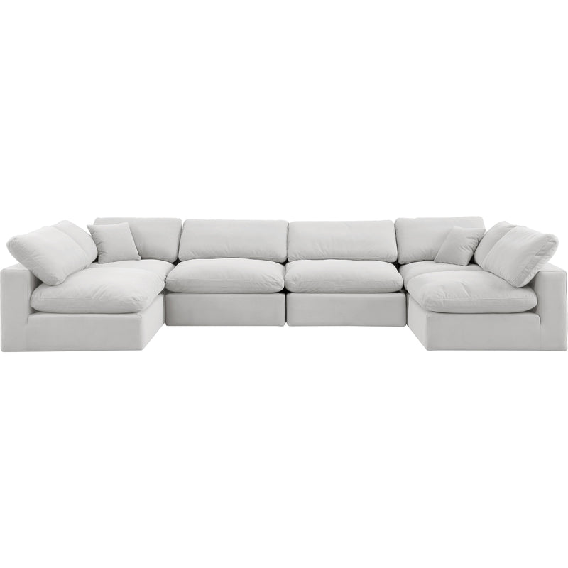 Meridian Comfy Cream Velvet Modular Sectional IMAGE 5