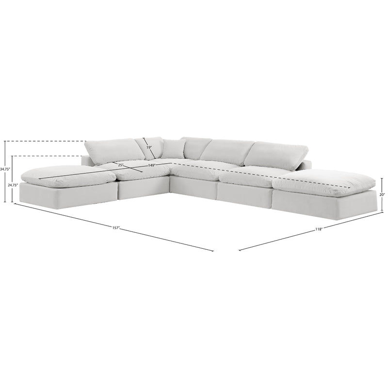 Meridian Comfy Cream Velvet Modular Sectional IMAGE 10