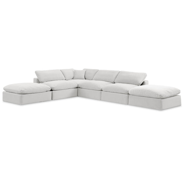 Meridian Comfy Cream Velvet Modular Sectional IMAGE 1