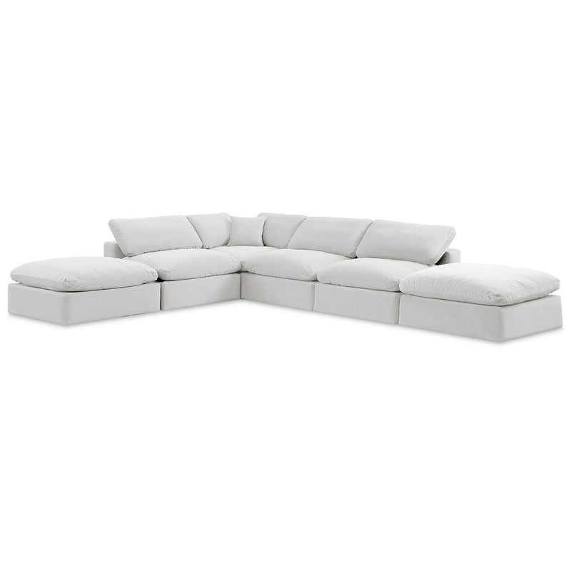 Meridian Comfy Cream Velvet Modular Sectional IMAGE 1