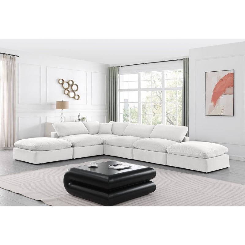 Meridian Comfy Cream Velvet Modular Sectional IMAGE 2