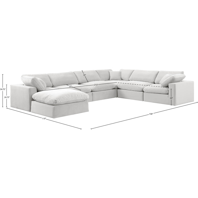 Meridian Comfy Cream Velvet Modular Sectional IMAGE 10