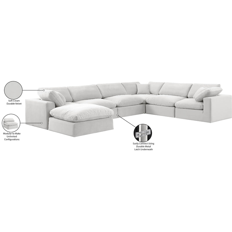Meridian Comfy Cream Velvet Modular Sectional IMAGE 11