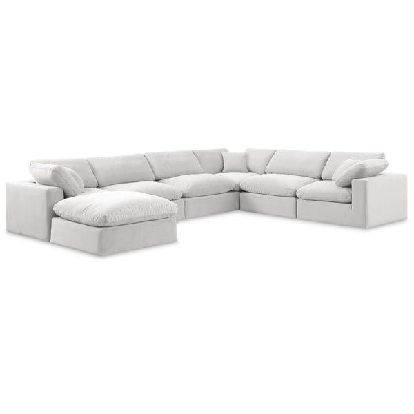 Meridian Comfy Cream Velvet Modular Sectional IMAGE 1