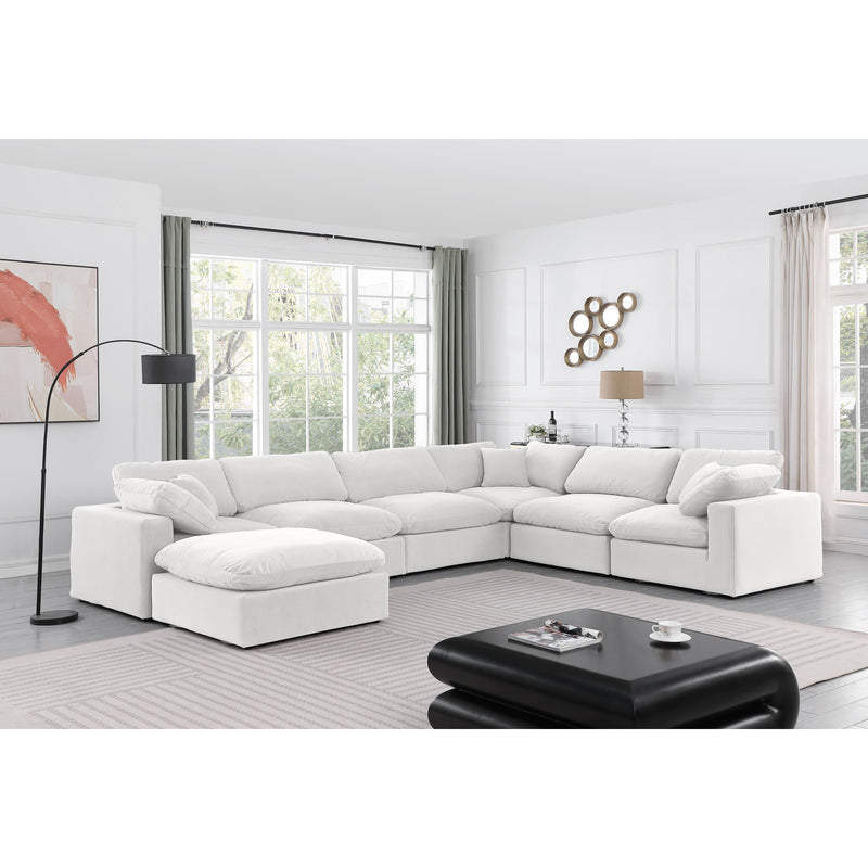 Meridian Comfy Cream Velvet Modular Sectional IMAGE 2