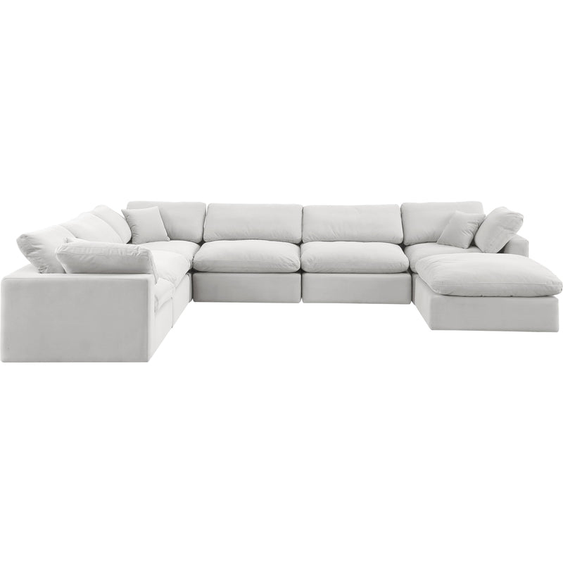 Meridian Comfy Cream Velvet Modular Sectional IMAGE 5