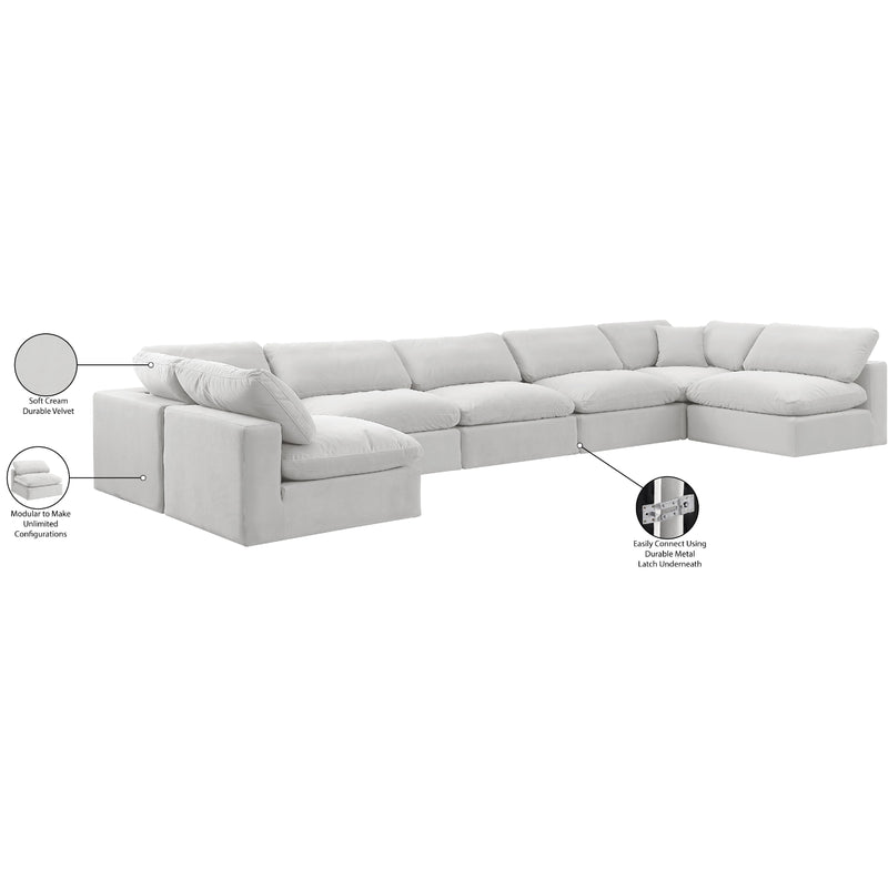 Meridian Comfy Cream Velvet Modular Sectional IMAGE 11