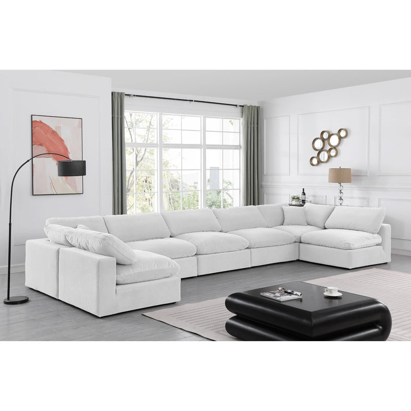 Meridian Comfy Cream Velvet Modular Sectional IMAGE 2