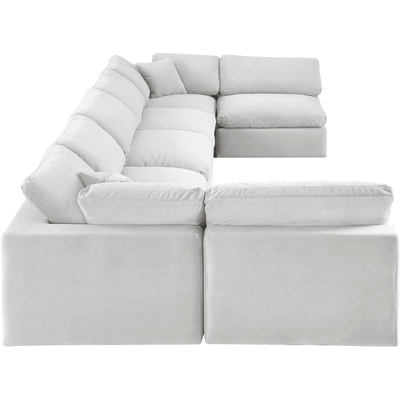 Meridian Comfy Cream Velvet Modular Sectional IMAGE 4