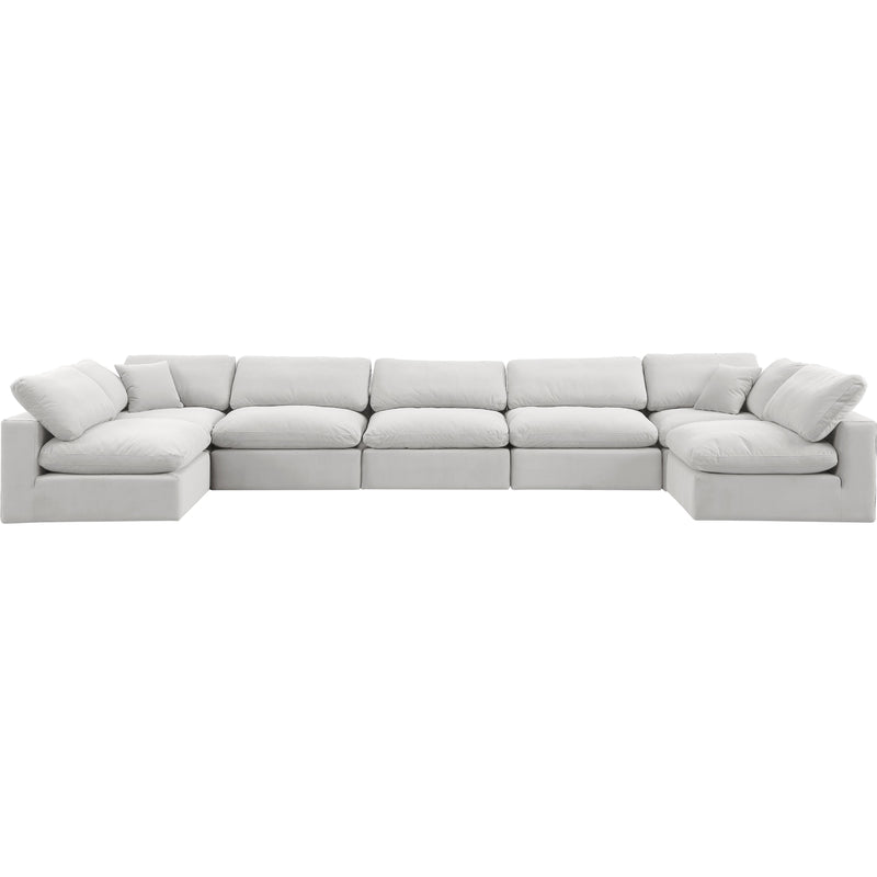 Meridian Comfy Cream Velvet Modular Sectional IMAGE 5