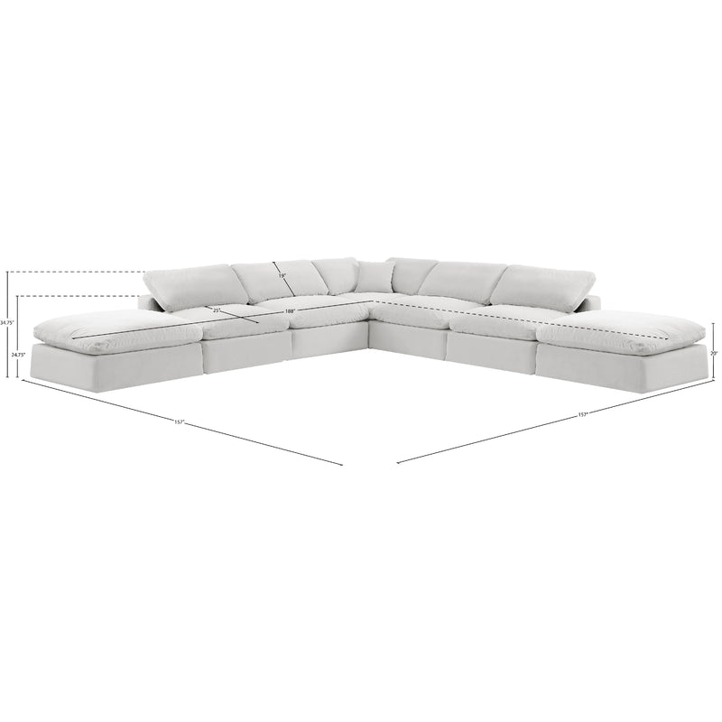Meridian Comfy Cream Velvet Modular Sectional IMAGE 10