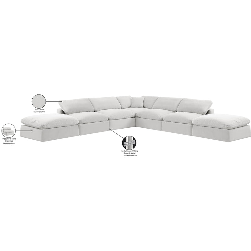 Meridian Comfy Cream Velvet Modular Sectional IMAGE 11