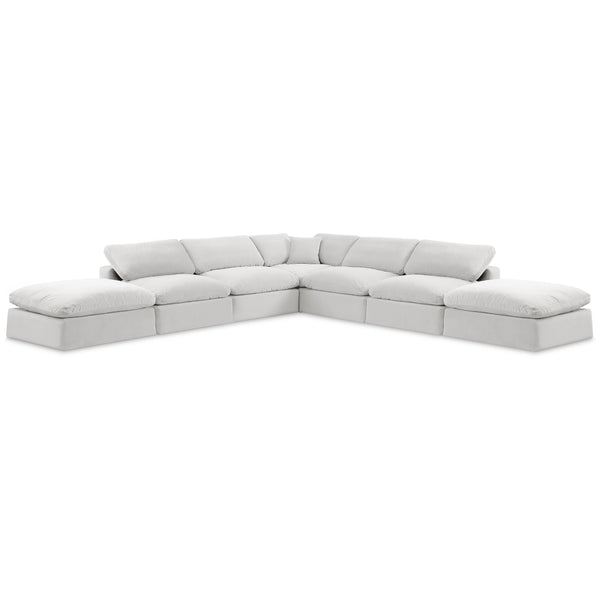 Meridian Comfy Cream Velvet Modular Sectional IMAGE 1