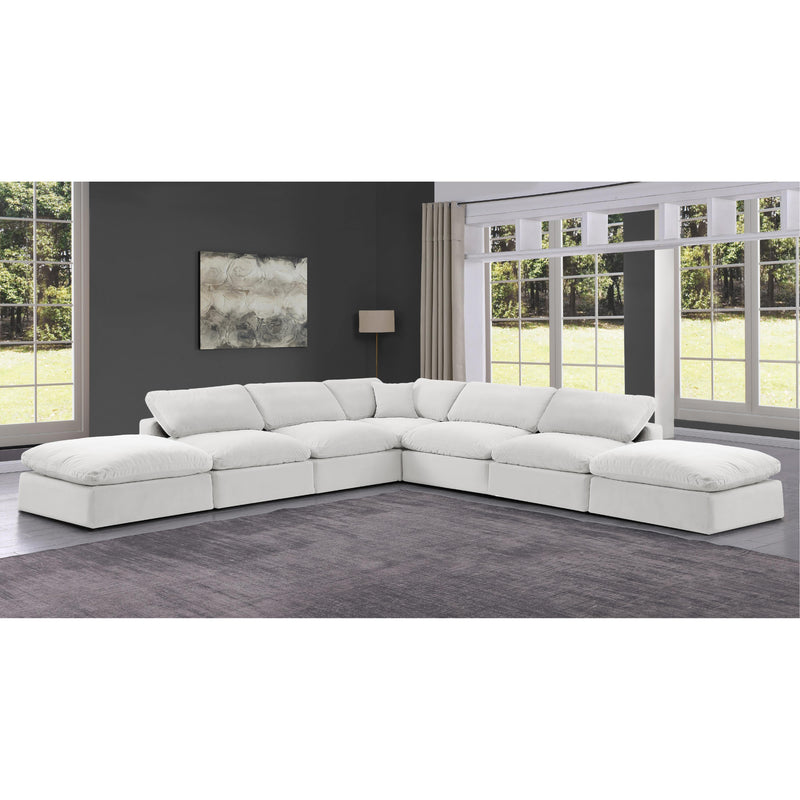Meridian Comfy Cream Velvet Modular Sectional IMAGE 2