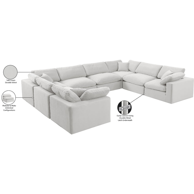 Meridian Comfy Cream Velvet Modular Sectional IMAGE 11