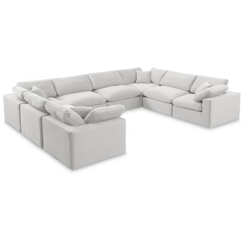 Meridian Comfy Cream Velvet Modular Sectional IMAGE 1
