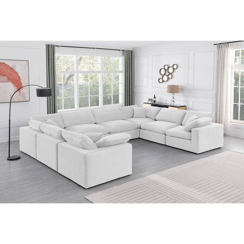 Meridian Comfy Cream Velvet Modular Sectional IMAGE 2