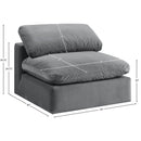 Meridian Comfy Grey Velvet Modular Armless Chair IMAGE 10