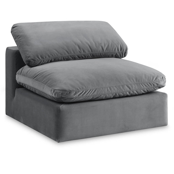 Meridian Comfy Grey Velvet Modular Armless Chair IMAGE 1