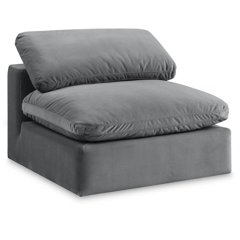 Meridian Comfy Grey Velvet Modular Armless Chair IMAGE 1