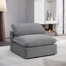 Meridian Comfy Grey Velvet Modular Armless Chair IMAGE 2