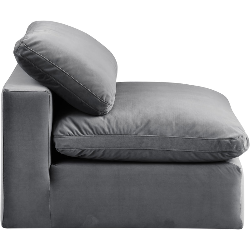 Meridian Comfy Grey Velvet Modular Armless Chair IMAGE 5