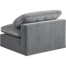 Meridian Comfy Grey Velvet Modular Armless Chair IMAGE 6