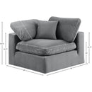 Meridian Comfy Grey Velvet Modular Corner Chair IMAGE 12