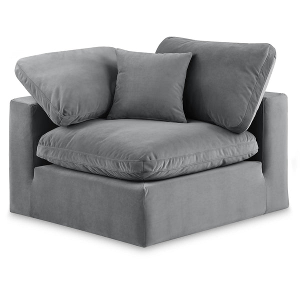 Meridian Comfy Grey Velvet Modular Corner Chair IMAGE 1