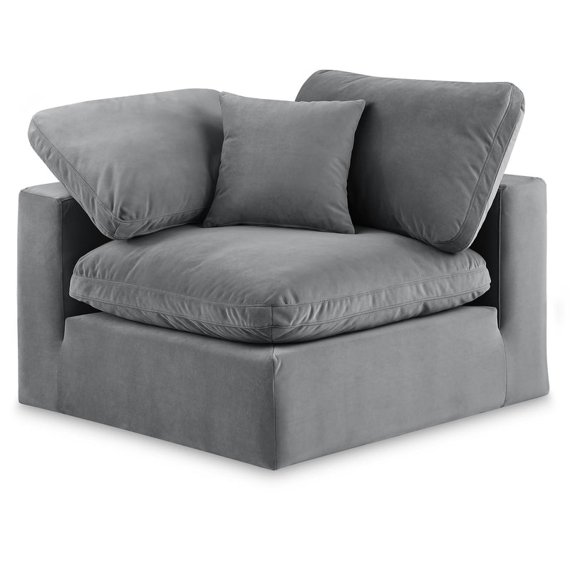Meridian Comfy Grey Velvet Modular Corner Chair IMAGE 1