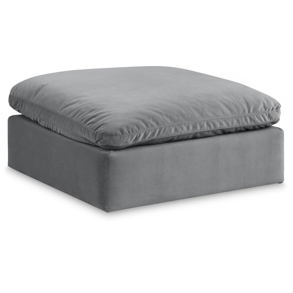 Meridian Comfy Grey Velvet Modular Ottoman IMAGE 1