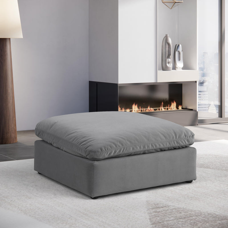 Meridian Comfy Grey Velvet Modular Ottoman IMAGE 2