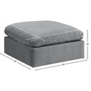 Meridian Comfy Grey Velvet Modular Ottoman IMAGE 5