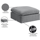 Meridian Comfy Grey Velvet Modular Ottoman IMAGE 6