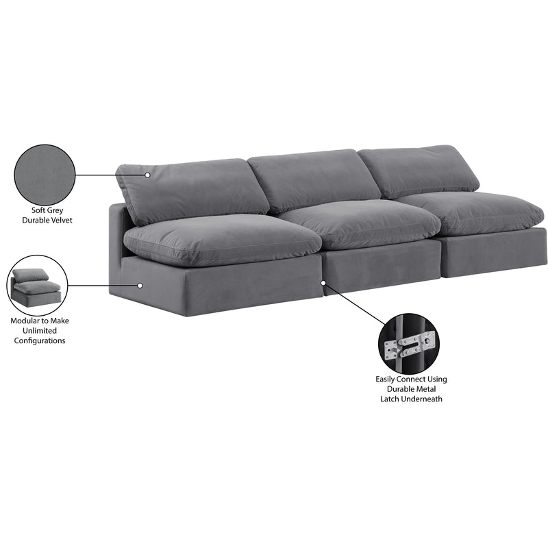 Meridian Comfy Grey Velvet Modular Sofa IMAGE 10