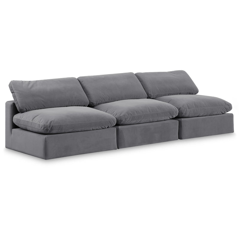 Meridian Comfy Grey Velvet Modular Sofa IMAGE 1